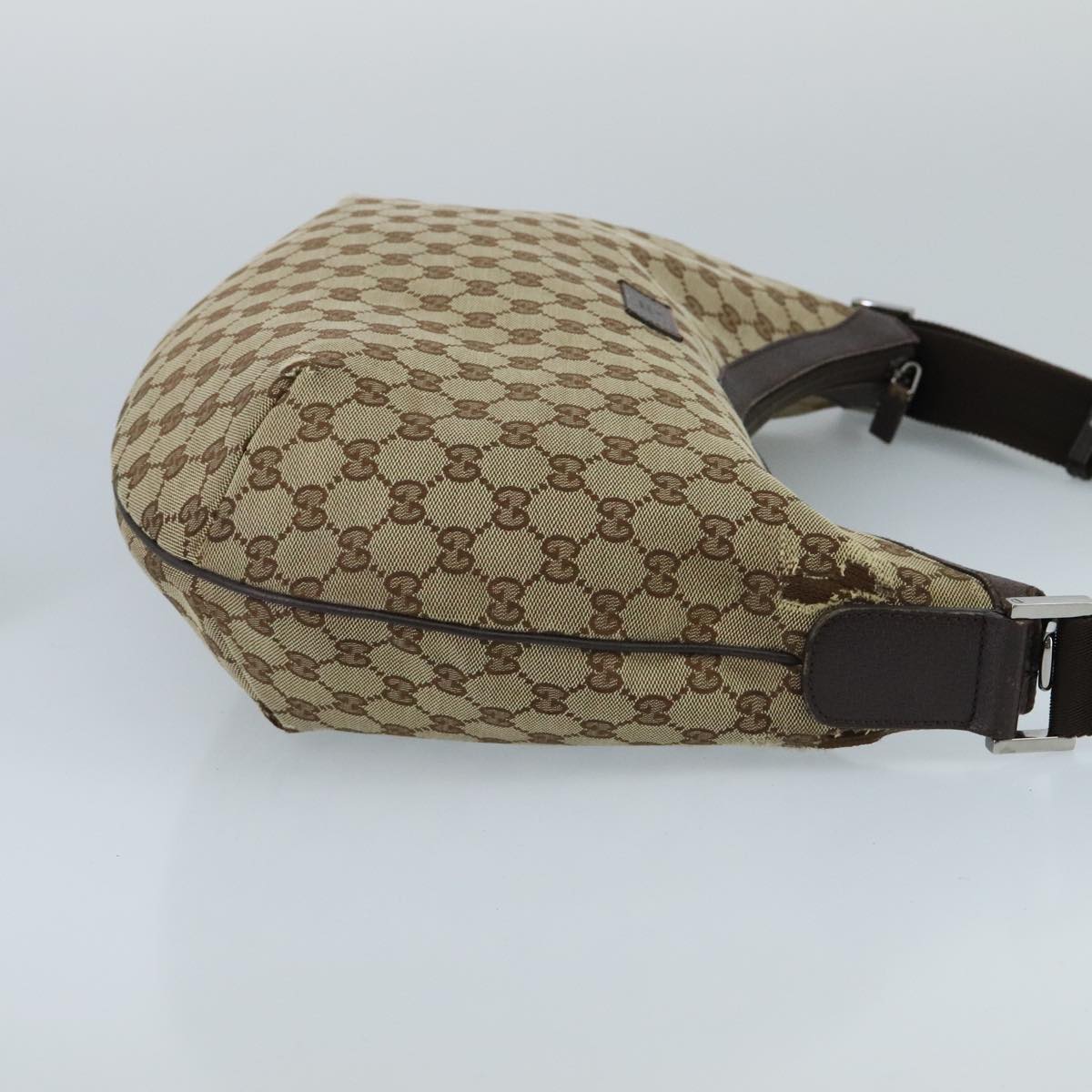 GUCCI GG Canvas Shoulder Bag Beige Brown Silver 189752 hk1739