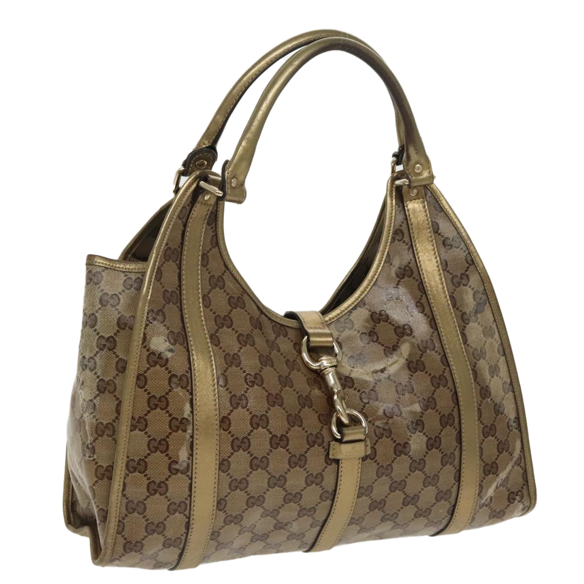 GUCCI GG Crystal Jackie Hand Bag Beige Gold 203494 hk1741