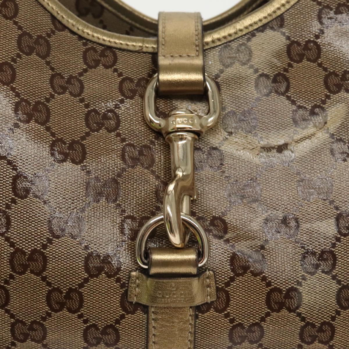 GUCCI GG Crystal Jackie Hand Bag Beige Gold 203494 hk1741