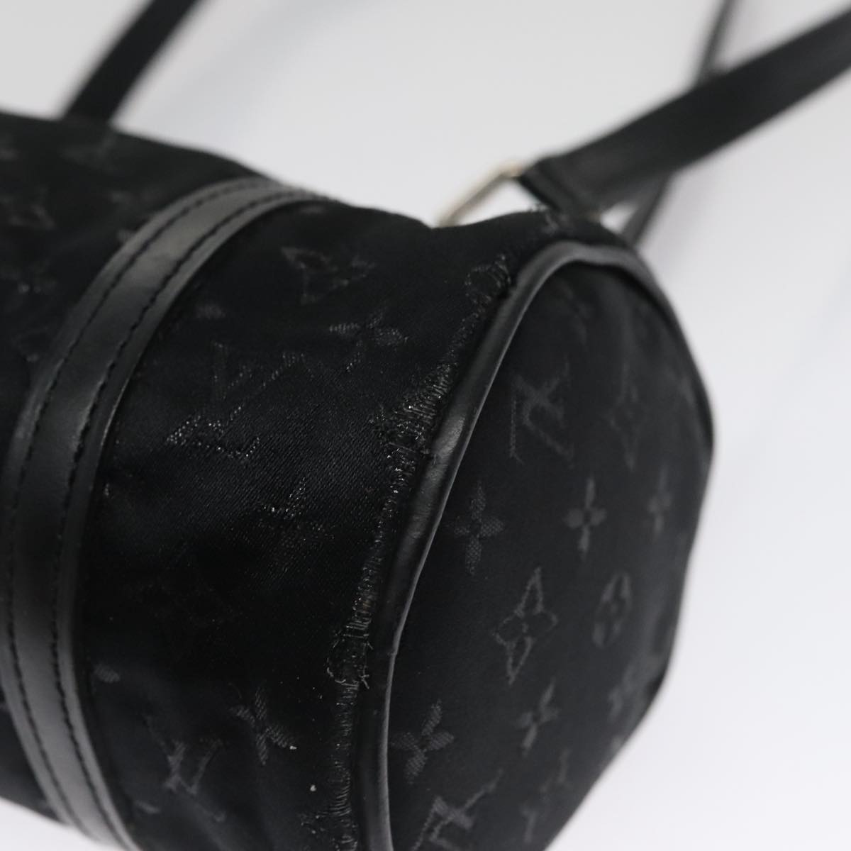 LOUIS VUITTON Monogram Satin Little Papillon Hand Bag Black M92352 hk1895