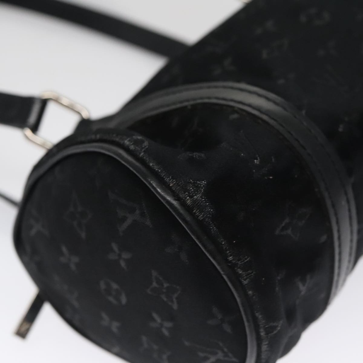 LOUIS VUITTON Monogram Satin Little Papillon Hand Bag Black M92352 hk1895