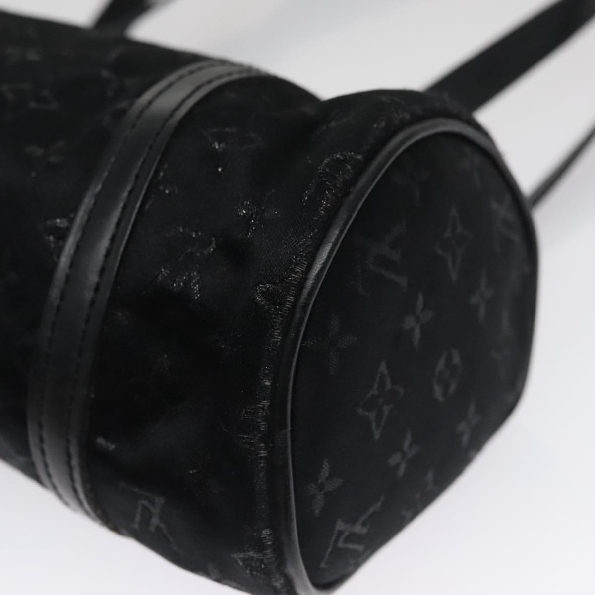 LOUIS VUITTON Monogram Satin Little Papillon Hand Bag Black M92352 hk1895