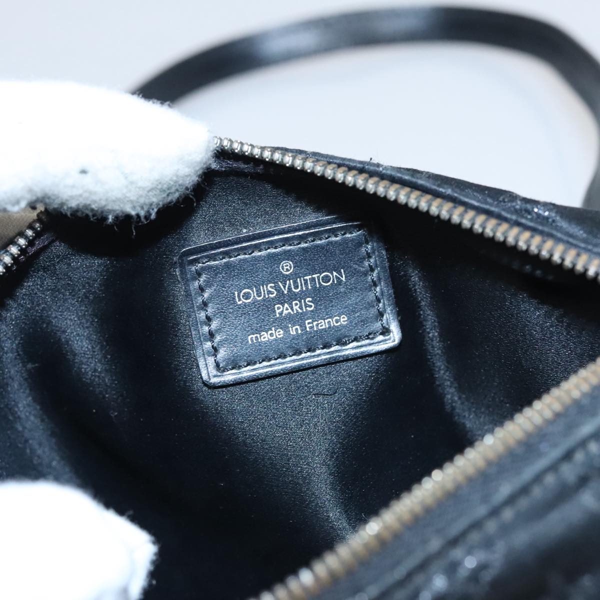 LOUIS VUITTON Monogram Satin Little Papillon Hand Bag Black M92352 hk1895