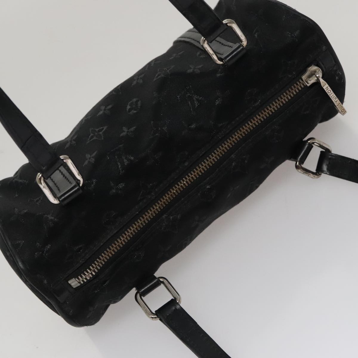 LOUIS VUITTON Monogram Satin Little Papillon Hand Bag Black M92352 hk1895
