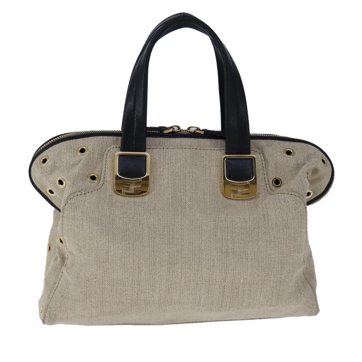 FENDI Chameleon Bag Hand Bag Canvas 2way Beige hk1927