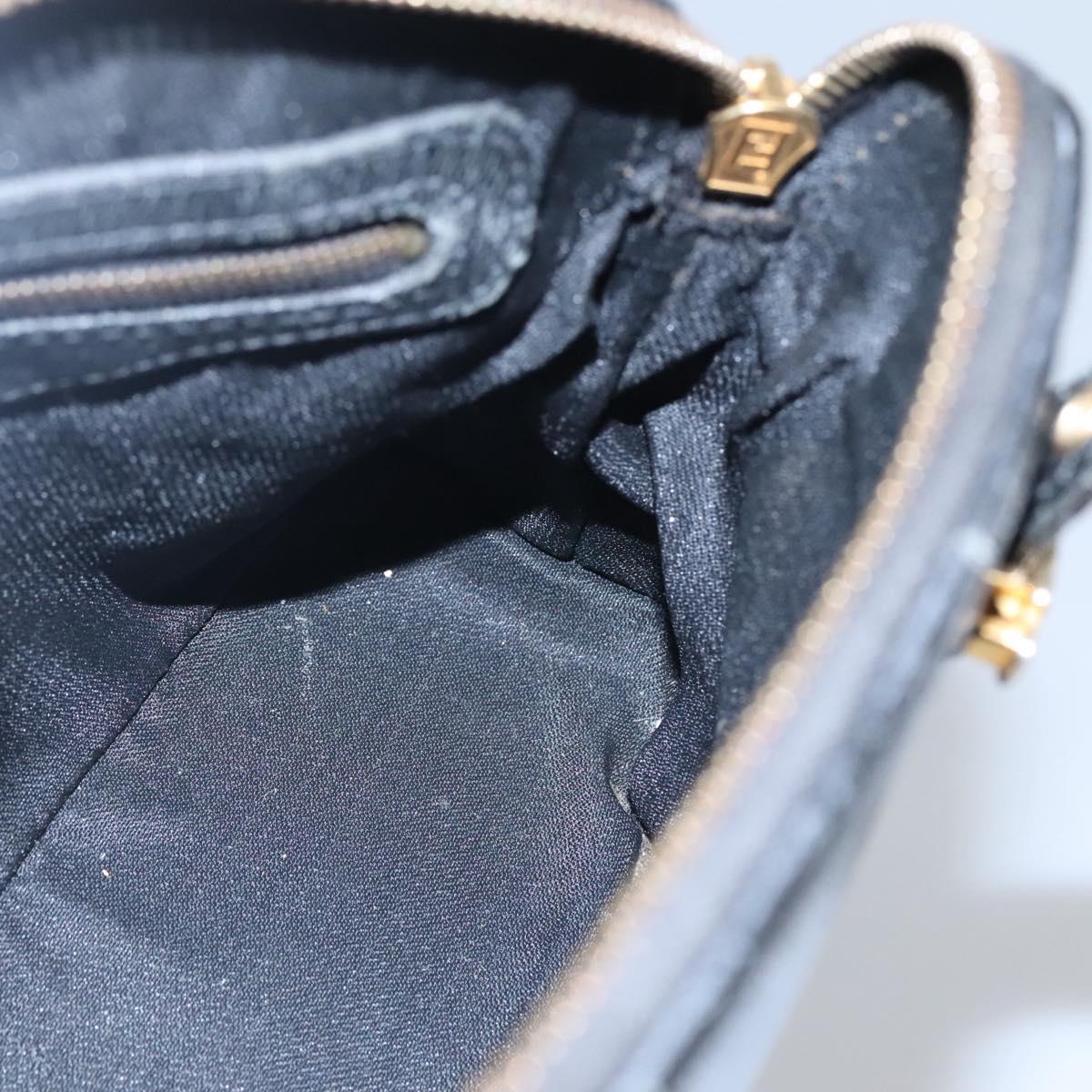 FENDI Hand Bag Leather 2way Black Gold hk1976