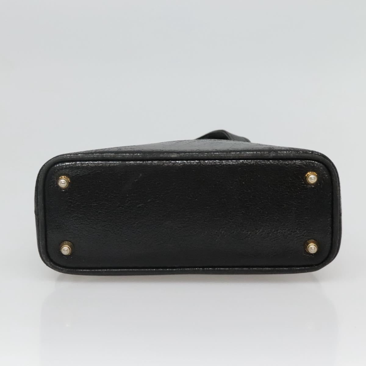 FENDI Hand Bag Leather 2way Black Gold hk1976