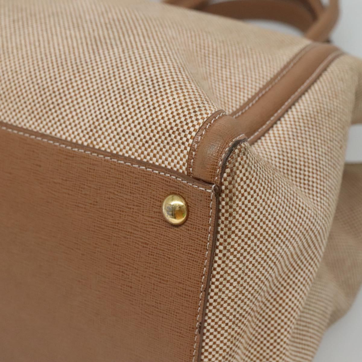 FENDI To joule Hand Bag Canvas 2way Gold Beige hk1977