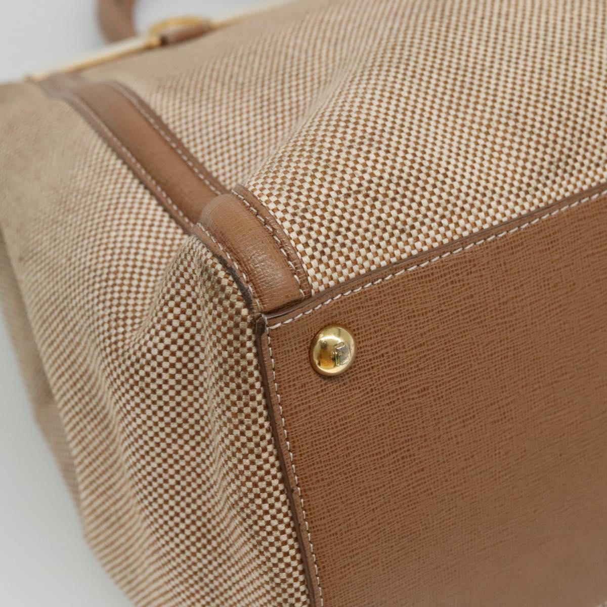 FENDI To joule Hand Bag Canvas 2way Gold Beige hk1977