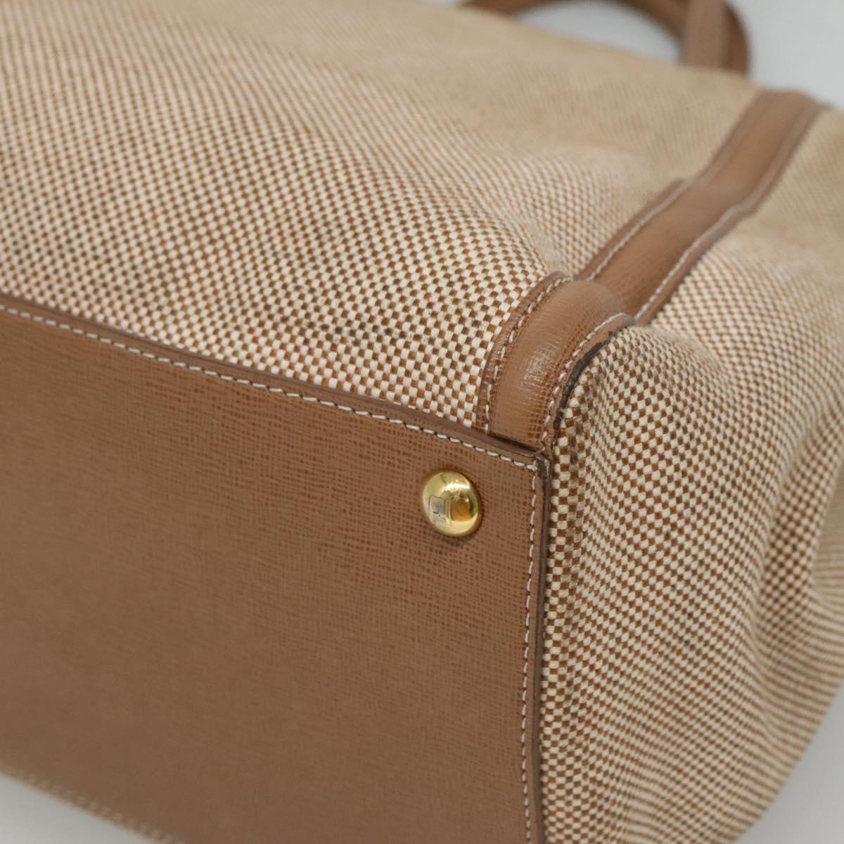 FENDI To joule Hand Bag Canvas 2way Gold Beige hk1977