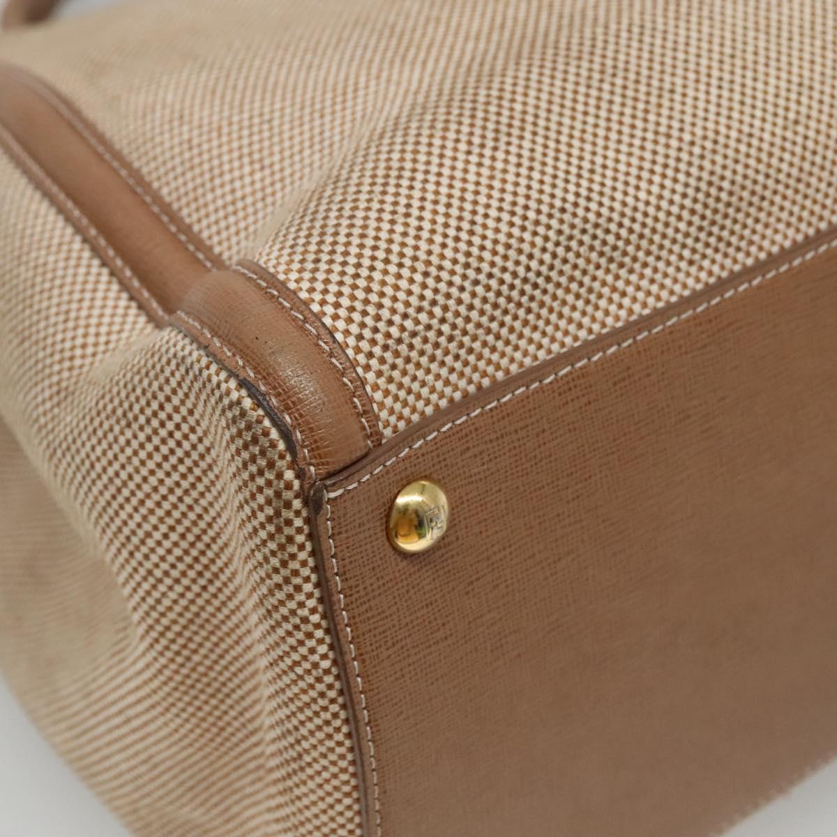 FENDI To joule Hand Bag Canvas 2way Gold Beige hk1977