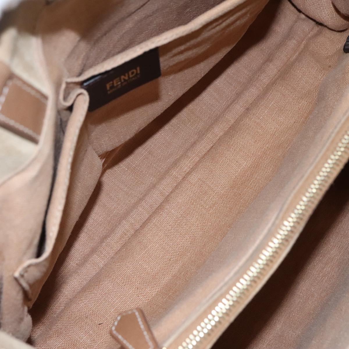FENDI To joule Hand Bag Canvas 2way Gold Beige hk1977