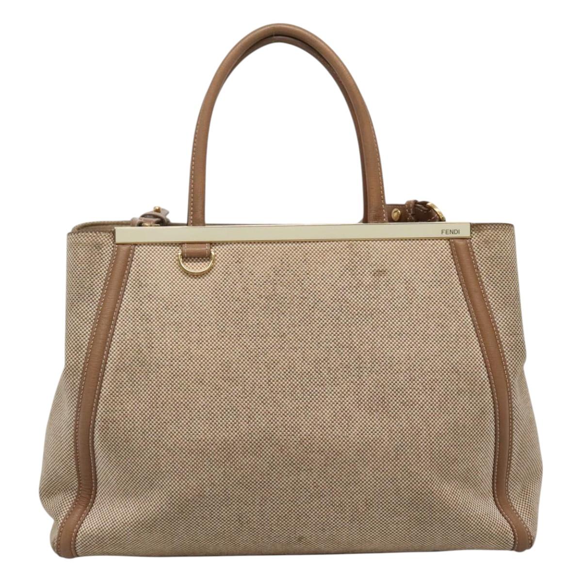 FENDI To joule Hand Bag Canvas 2way Gold Beige hk1977