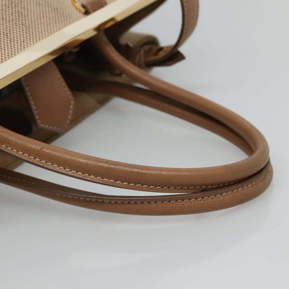 FENDI To joule Hand Bag Canvas 2way Gold Beige hk1977