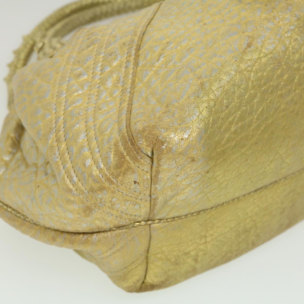 FENDI Spy Bag Zucca Canvas Shoulder Bag Leather Gold hk396