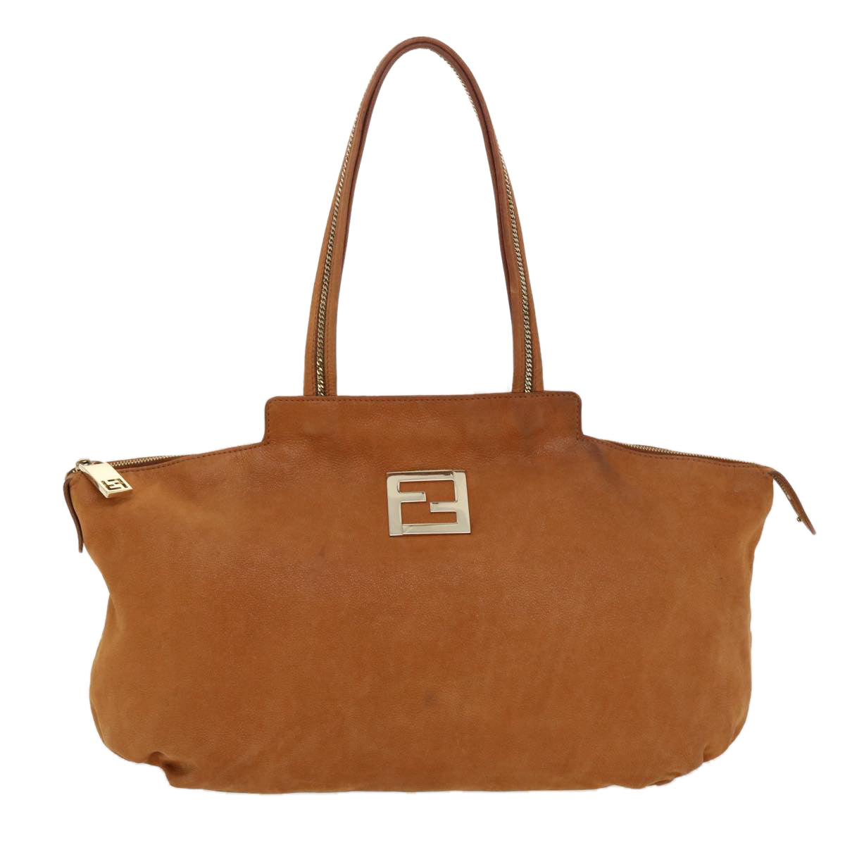 FENDI Tote Bag Leather Brown hk725