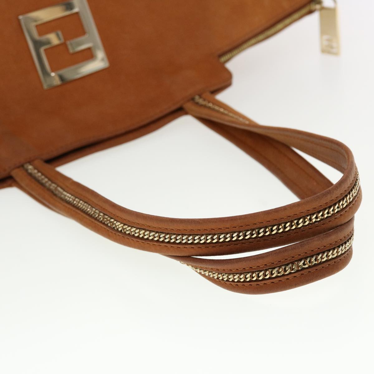 FENDI Tote Bag Leather Brown hk725