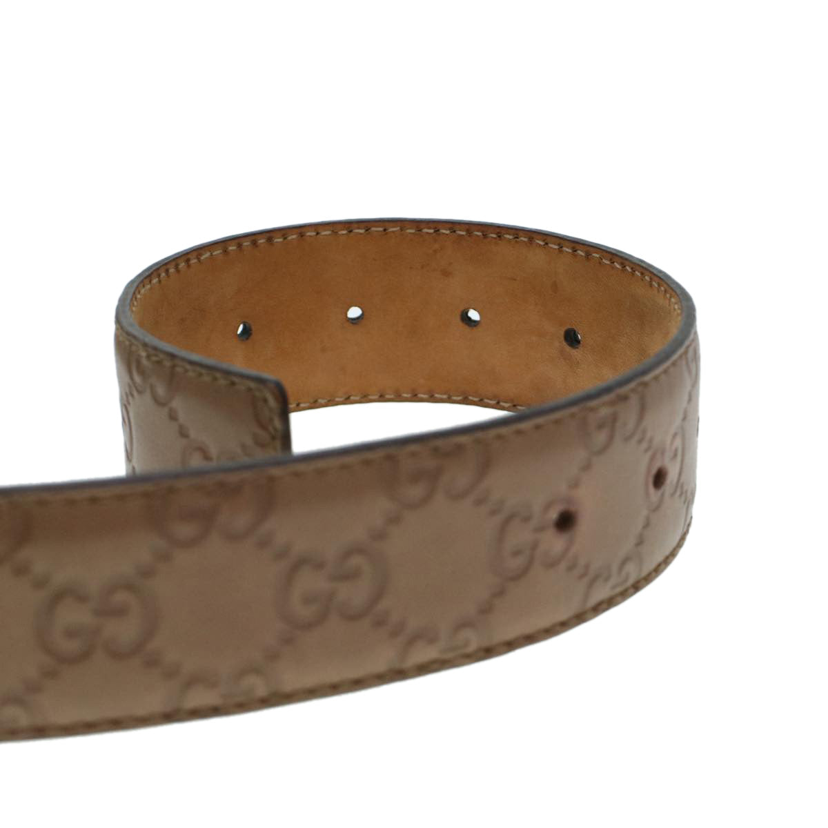 GUCCI GG Canvas Belt Leather 36.2""-43.3"" Brown 114984 hk727