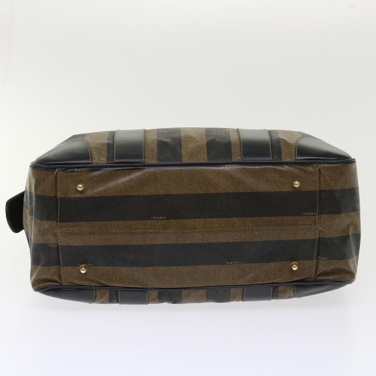 FENDI Pecan Canvas Hand Bag Boston Bag Coated Canvas 2Set Brown Black hk751