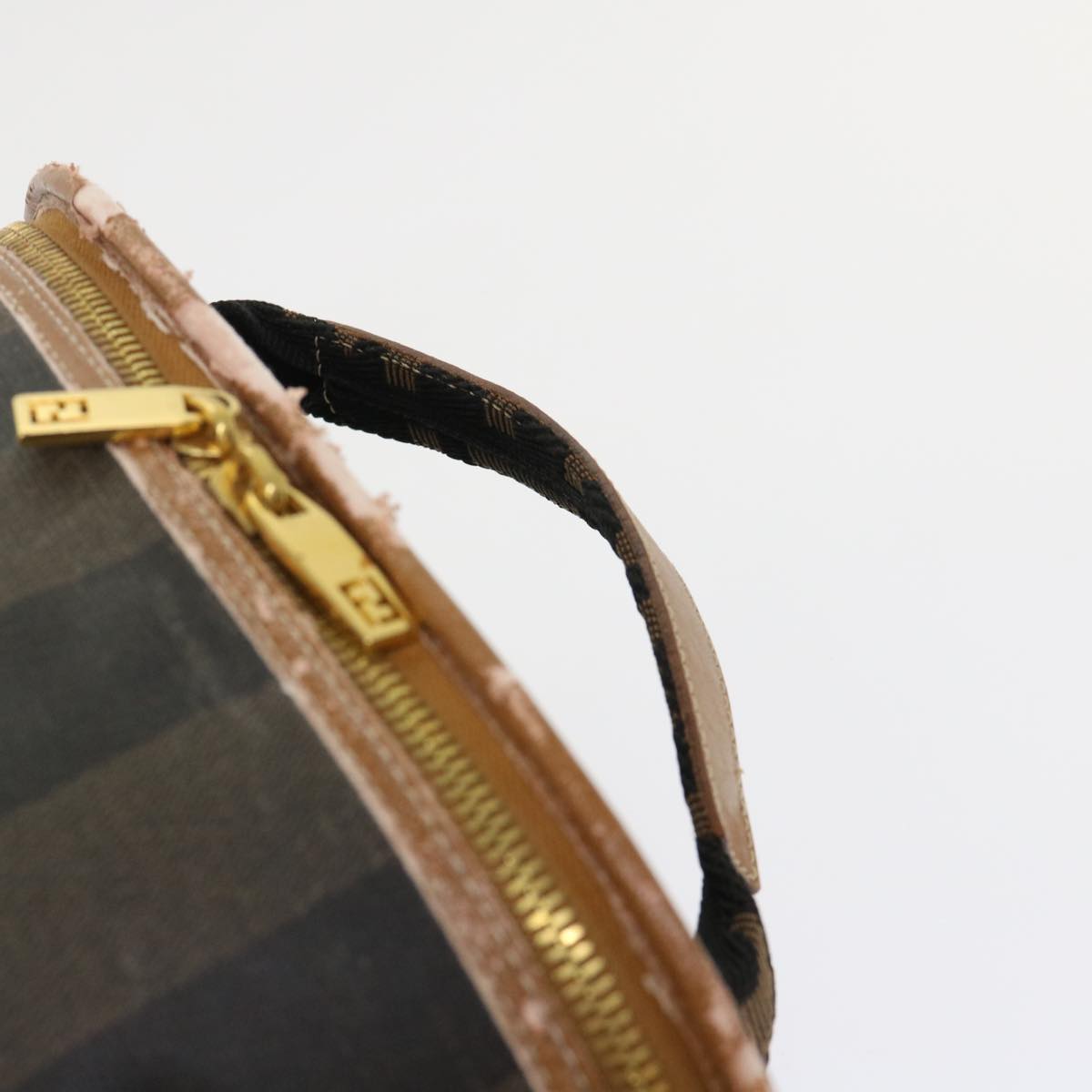 FENDI Pecan Canvas Hand Bag Boston Bag Coated Canvas 2Set Brown Black hk751