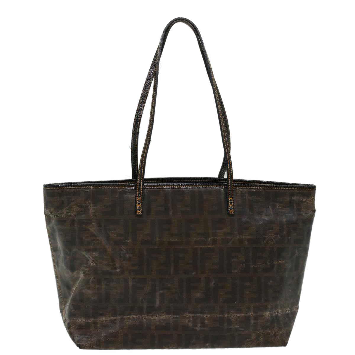 FENDI Zucca Canvas Tote Bag Coated Canvas Brown Black hk766