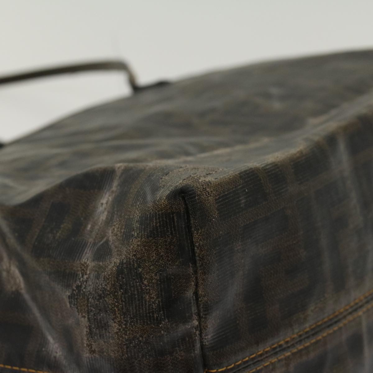 FENDI Zucca Canvas Tote Bag Coated Canvas Brown Black hk766
