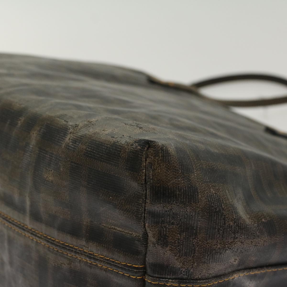 FENDI Zucca Canvas Tote Bag Coated Canvas Brown Black hk766