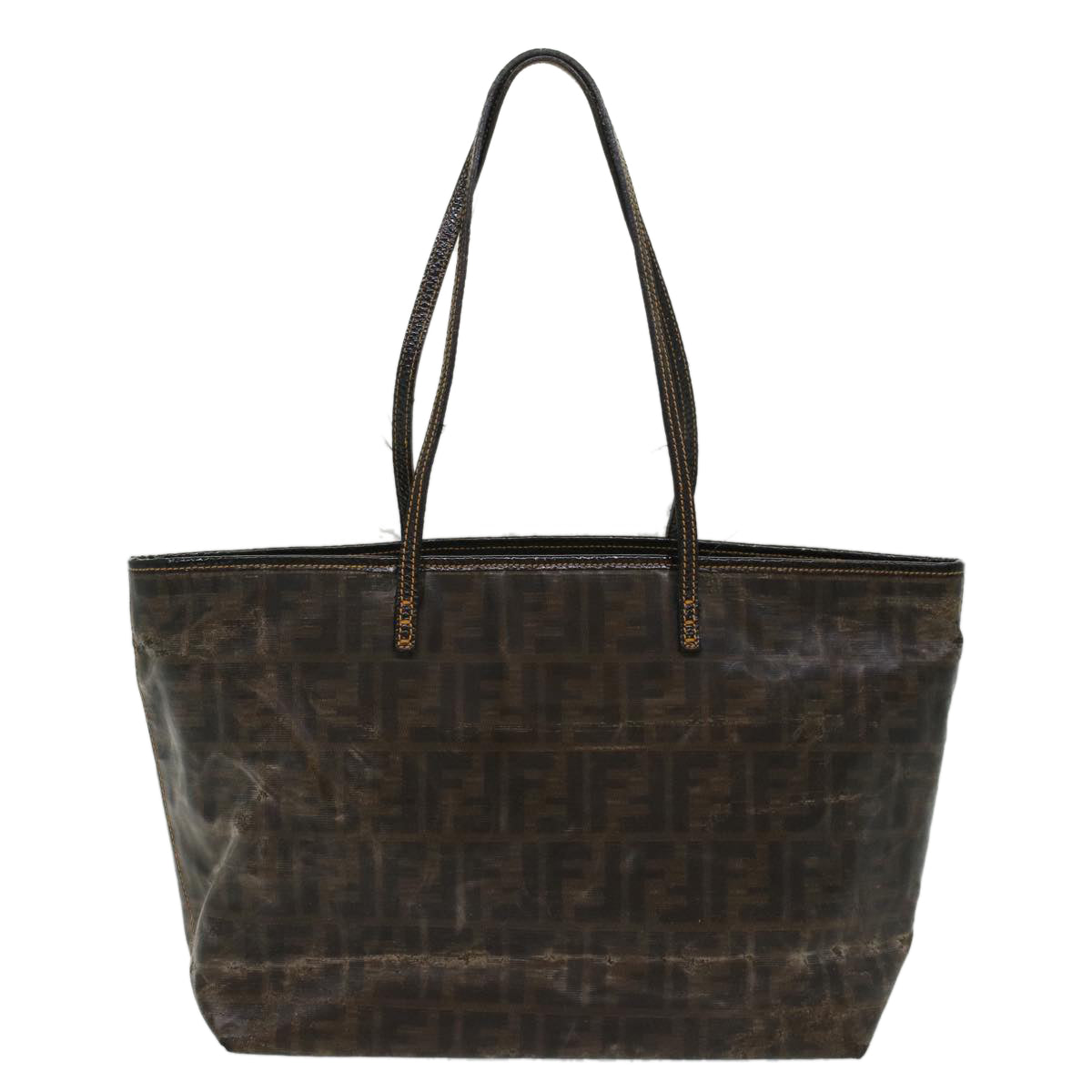 FENDI Zucca Canvas Tote Bag Coated Canvas Brown Black hk766