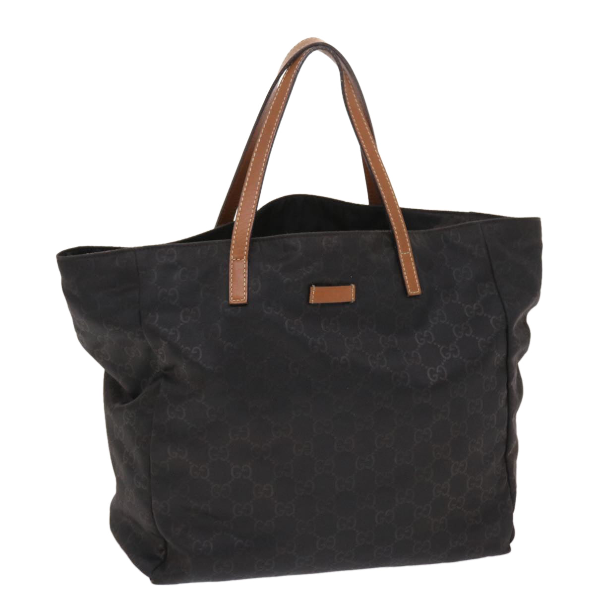GUCCI GG Canvas Tote Bag Nylon Leather Black Brown 282439 hk770