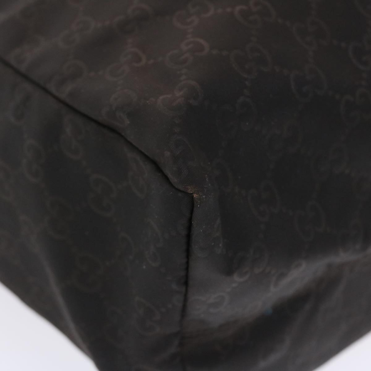 GUCCI GG Canvas Tote Bag Nylon Leather Black Brown 282439 hk770