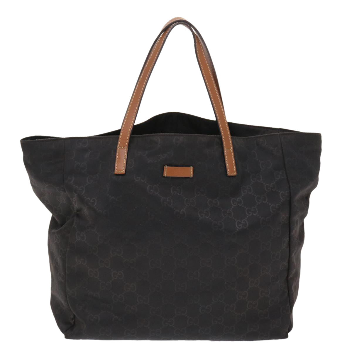GUCCI GG Canvas Tote Bag Nylon Leather Black Brown 282439 hk770