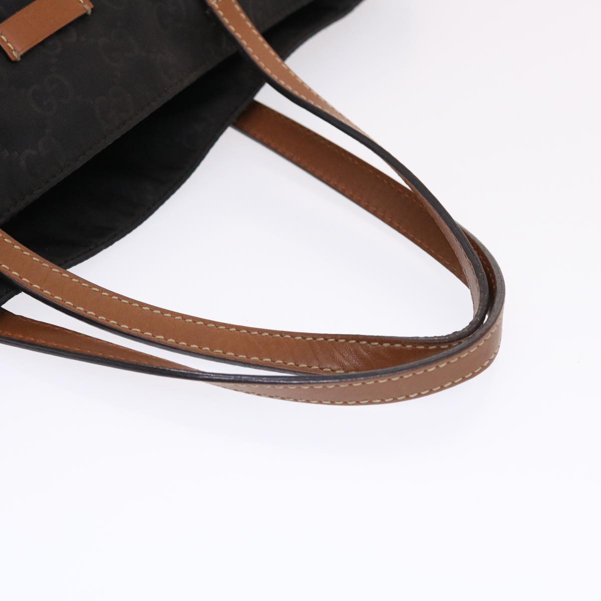 GUCCI GG Canvas Tote Bag Nylon Leather Black Brown 282439 hk770