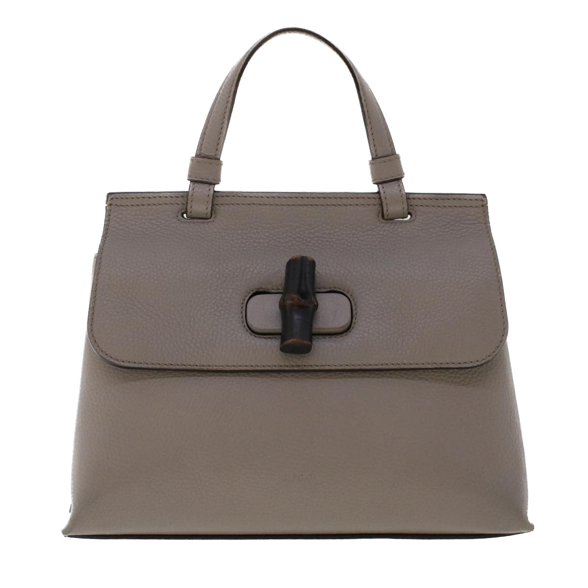GUCCI Bamboo Daily Hand Bag Leather 2way Gray 370831 hk784