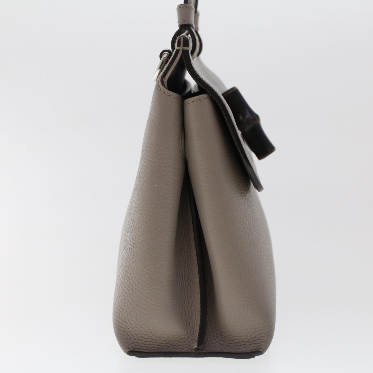 GUCCI Bamboo Daily Hand Bag Leather 2way Gray 370831 hk784