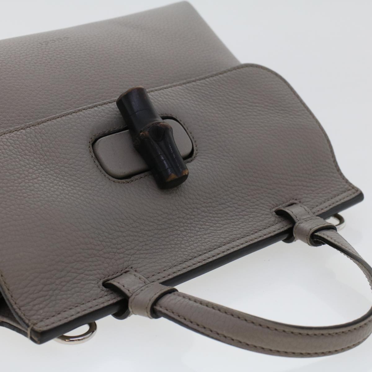 GUCCI Bamboo Daily Hand Bag Leather 2way Gray 370831 hk784
