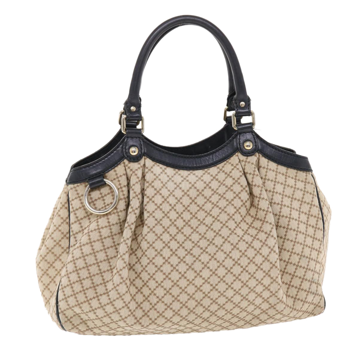 GUCCI Diamante Hand Bag Canvas Leather Beige 211944 hk789
