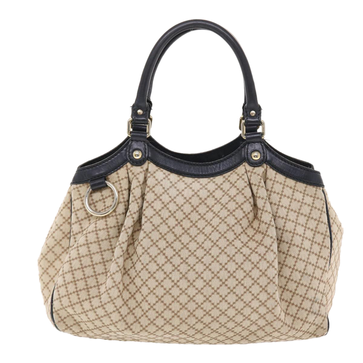 GUCCI Diamante Hand Bag Canvas Leather Beige 211944 hk789