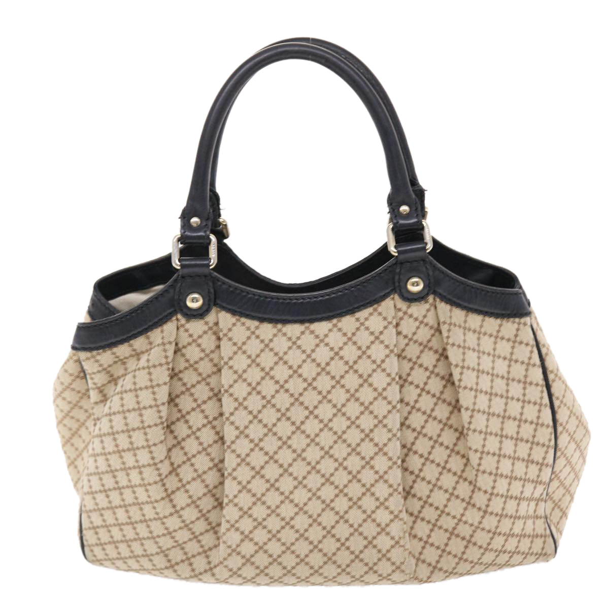 GUCCI Diamante Hand Bag Canvas Leather Beige 211944 hk789