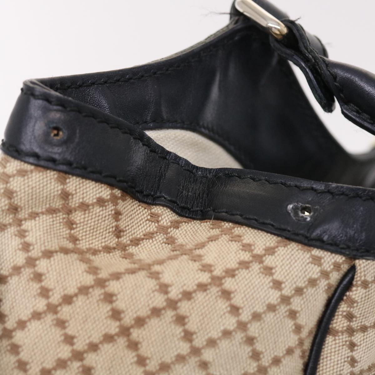 GUCCI Diamante Hand Bag Canvas Leather Beige 211944 hk789