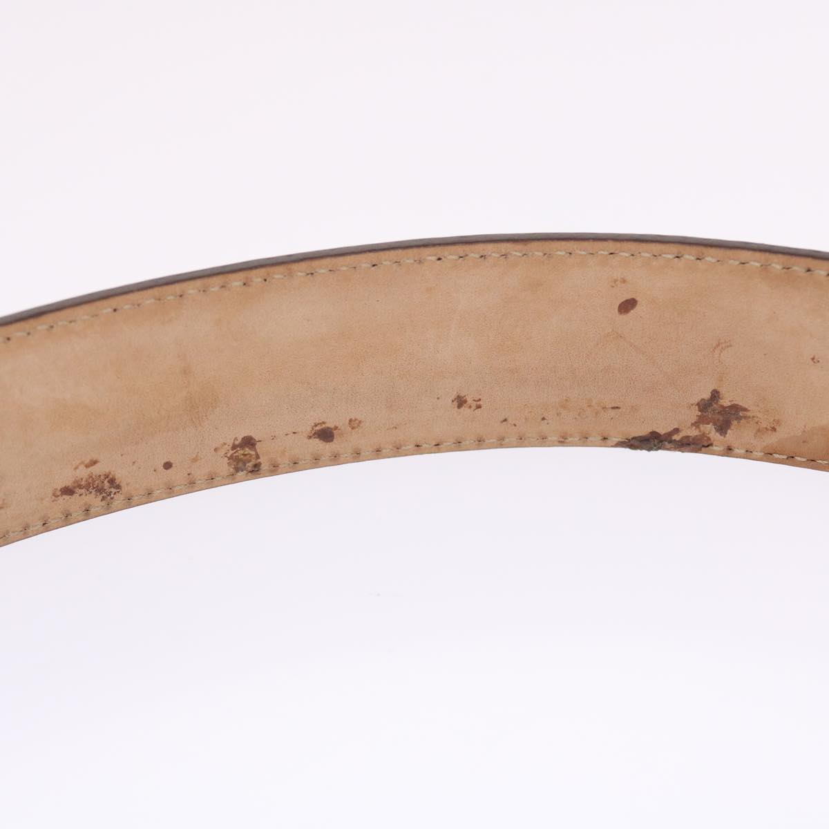GUCCI Belt Leather 29.9""-33.1"" Gold Tone hk796