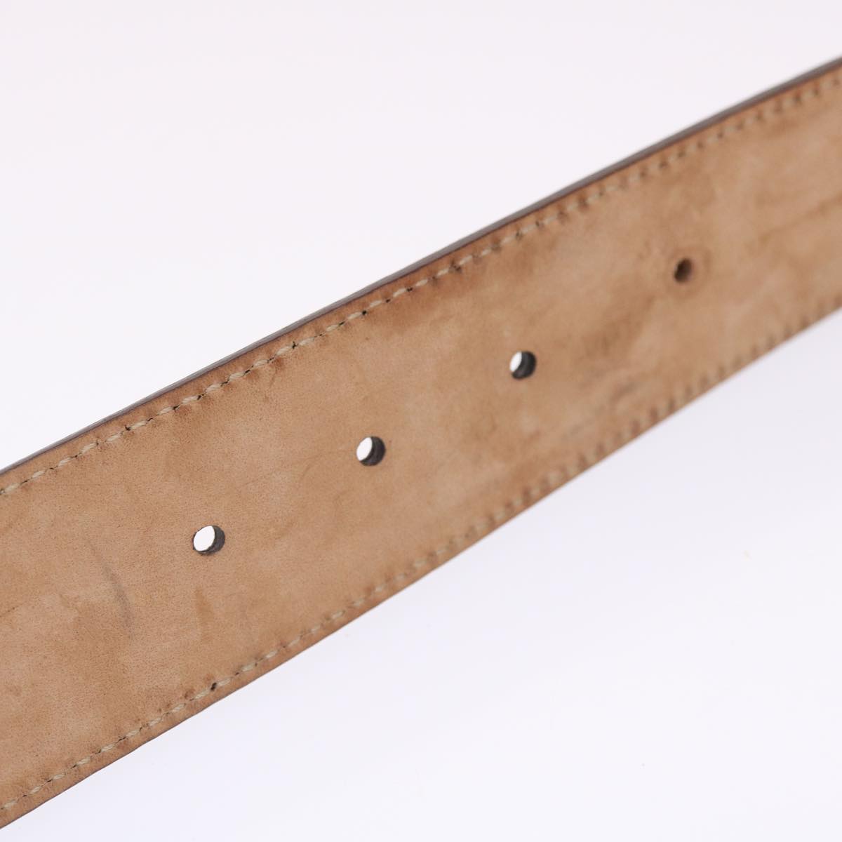 GUCCI Belt Leather 29.9""-33.1"" Gold Tone hk796