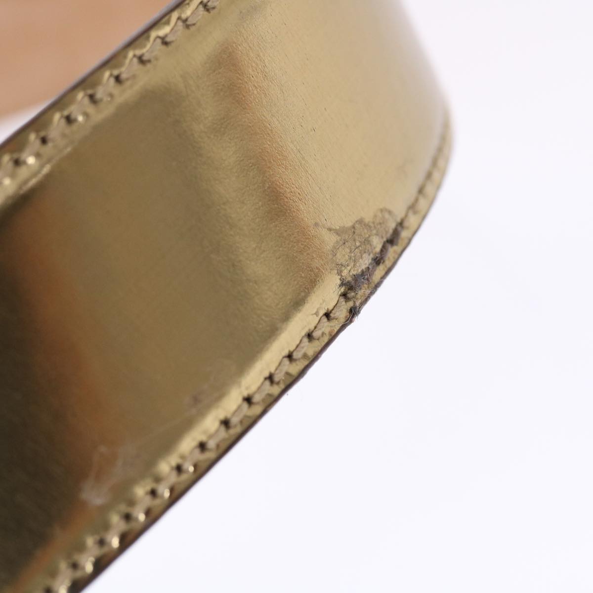 GUCCI Belt Leather 29.9""-33.1"" Gold Tone hk796