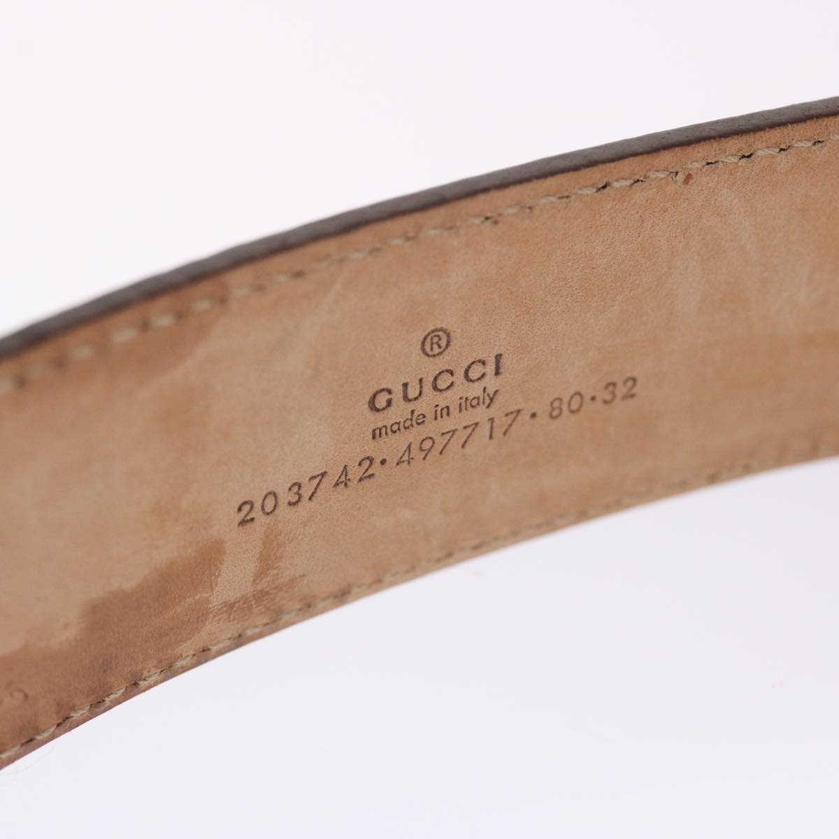 GUCCI Belt Leather 29.9""-33.1"" Gold Tone hk796