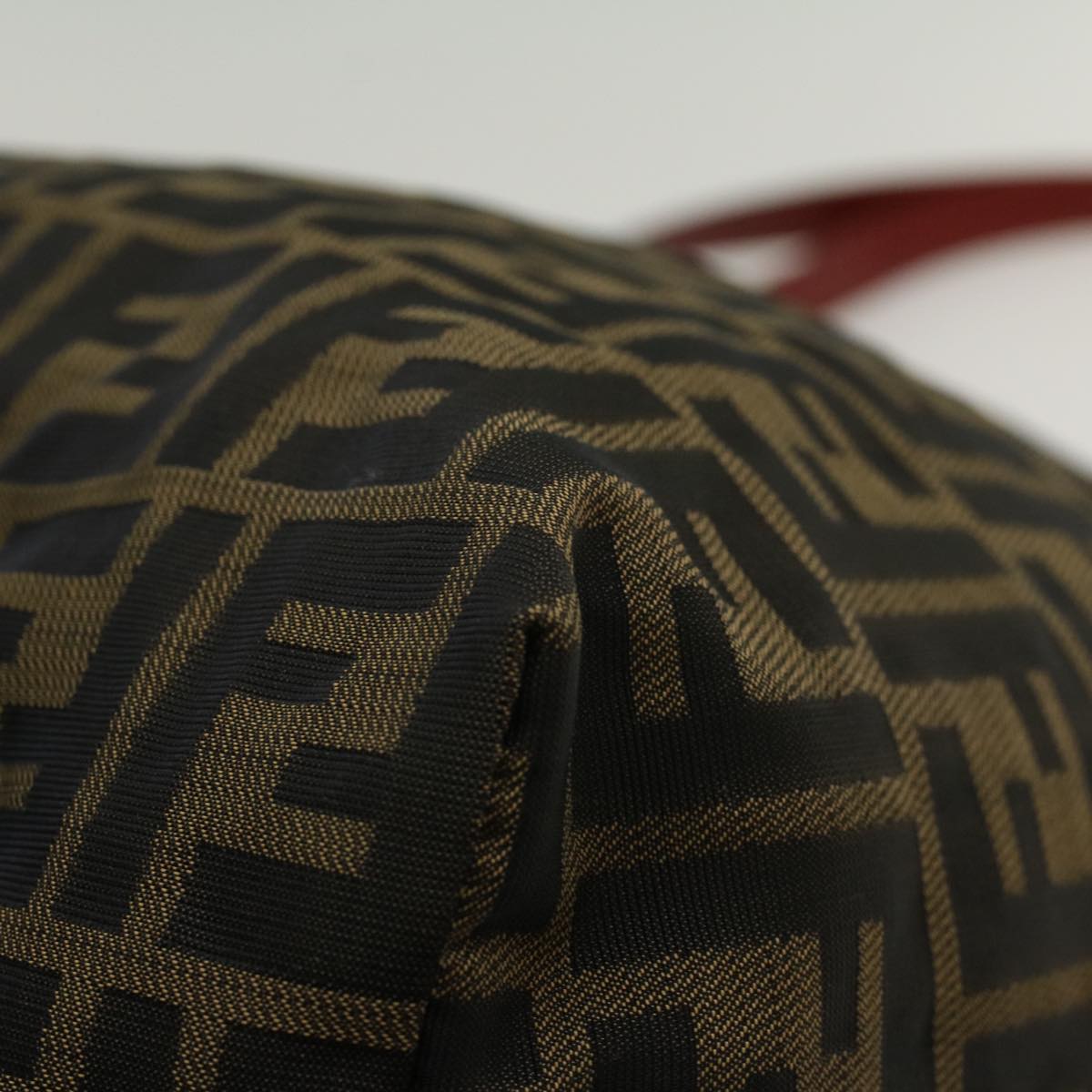 FENDI Zucca Canvas Leopard Tote Bag Nylon Reversible Brown Black Red hk829