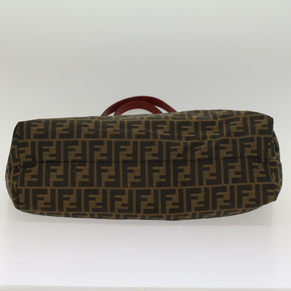 FENDI Zucca Canvas Leopard Tote Bag Nylon Reversible Brown Black Red hk829