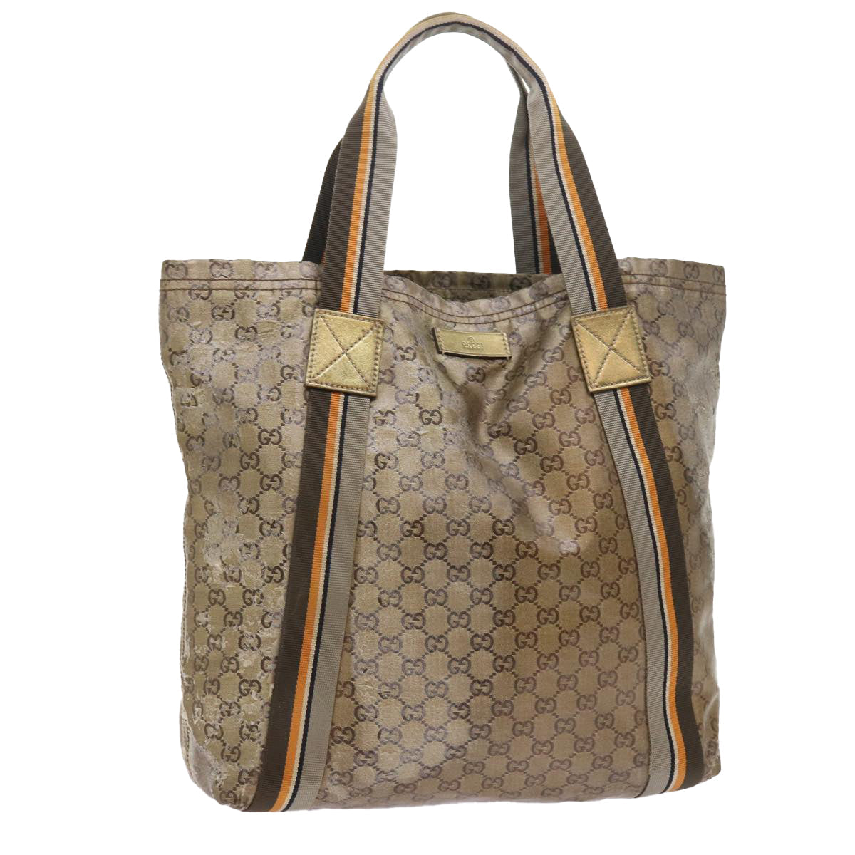 GUCCI GG Crystal Canvas Tote Bag Coated Canvas Gold Tone hk836
