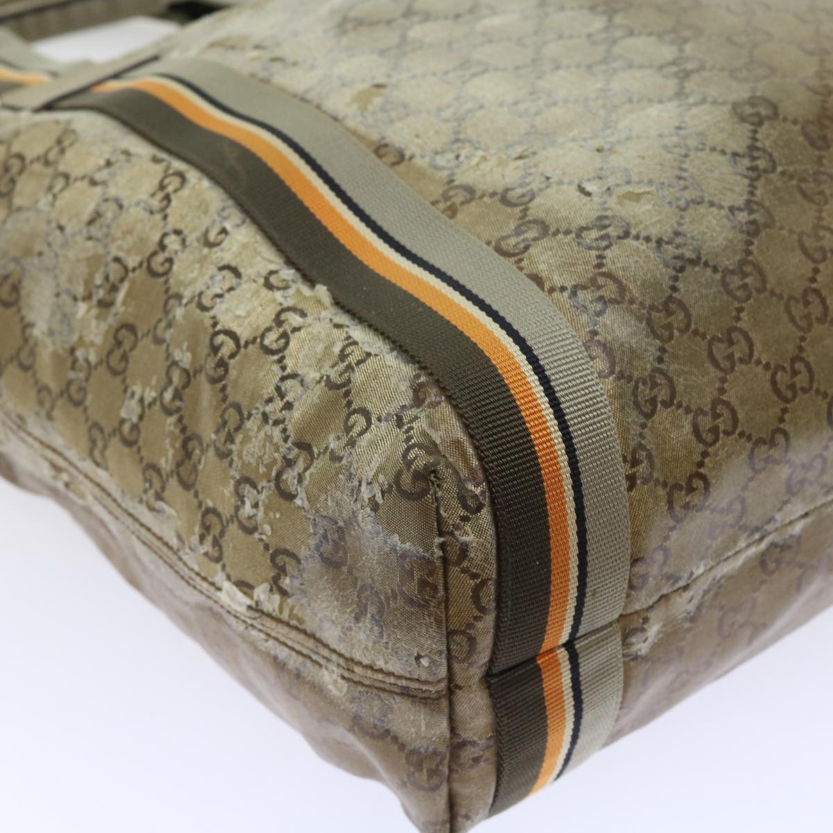 GUCCI GG Crystal Canvas Tote Bag Coated Canvas Gold Tone hk836