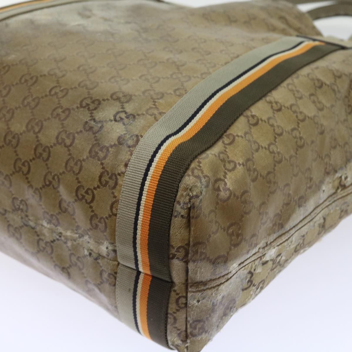 GUCCI GG Crystal Canvas Tote Bag Coated Canvas Gold Tone hk836