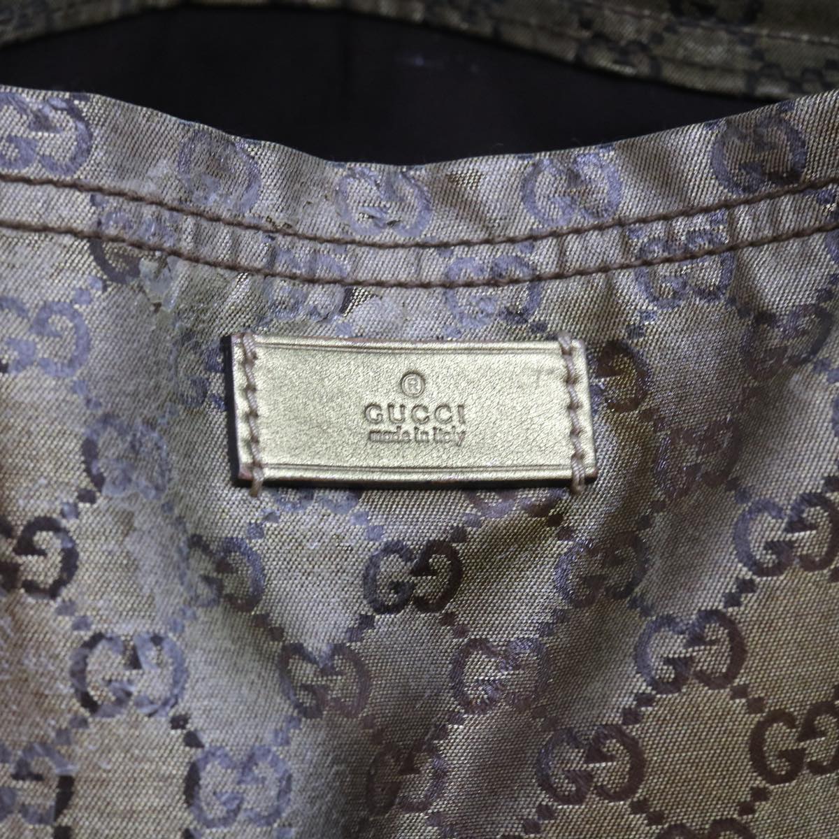GUCCI GG Crystal Canvas Tote Bag Coated Canvas Gold Tone hk836