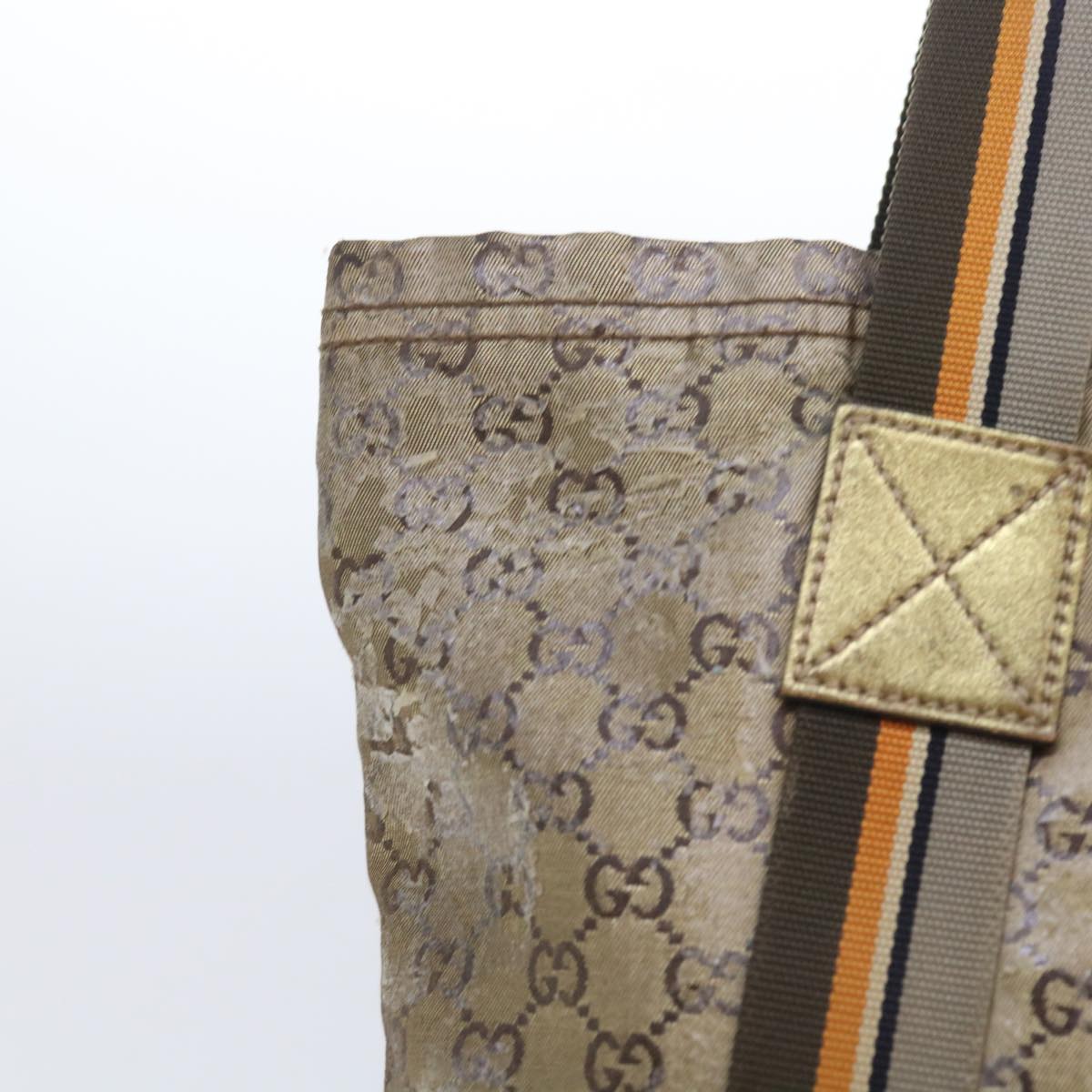 GUCCI GG Crystal Canvas Tote Bag Coated Canvas Gold Tone hk836